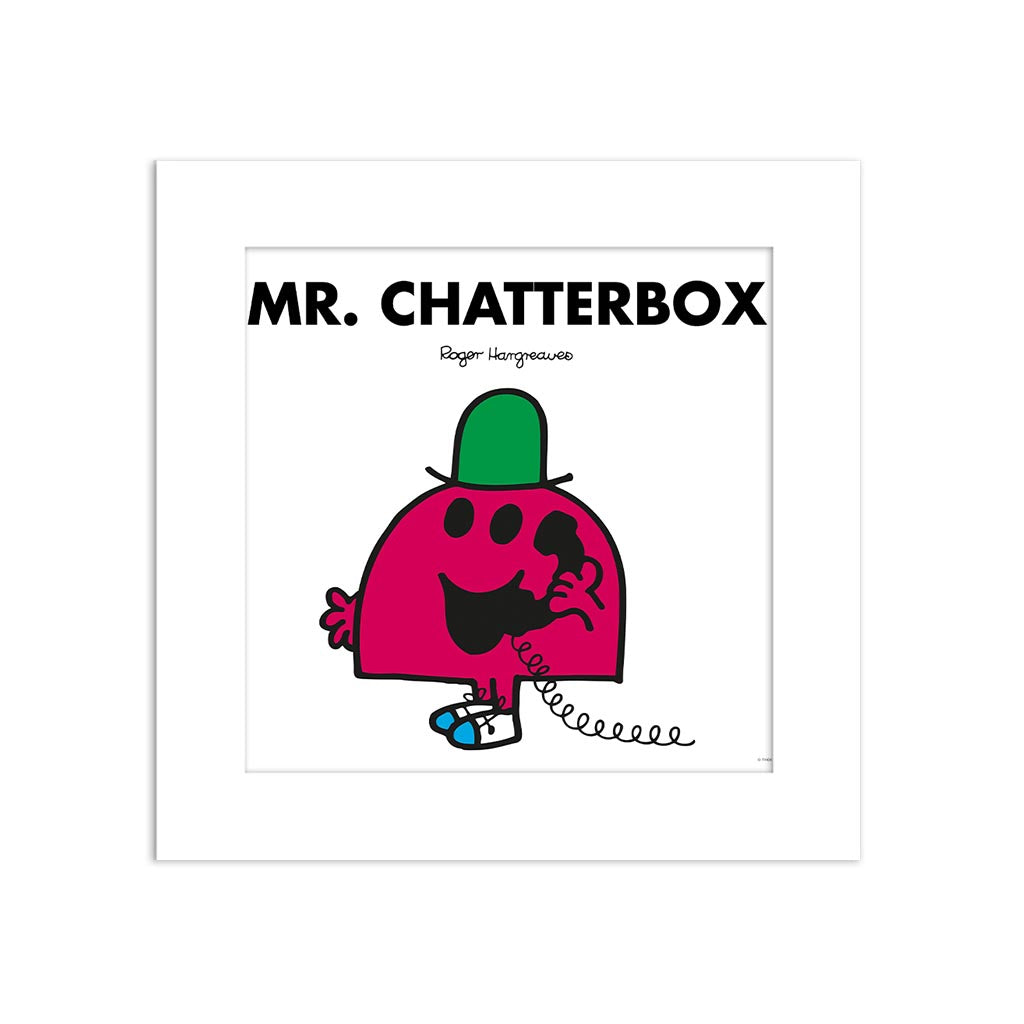 Personalised Mr Chatterbox White Art Print
