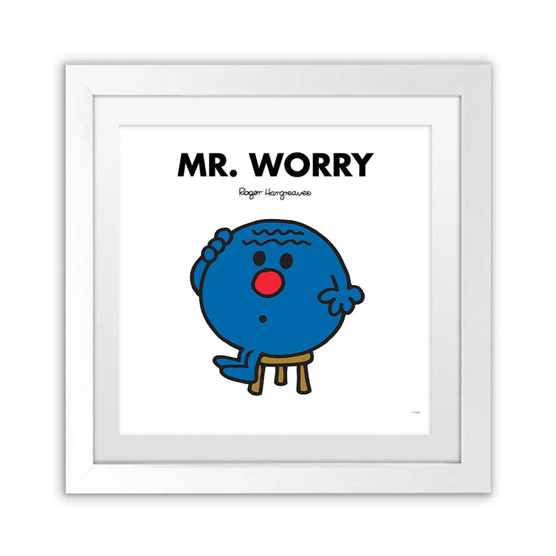Mr. Worry White Art Print