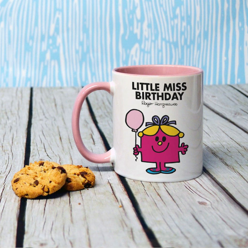 Little Miss Birthday Large Porcelain Colour Handle Mug (Lifestyle)