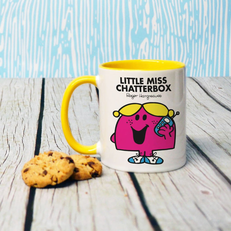 Little Miss Chatterbox Large Porcelain Colour Handle Mug (Lifestyle)