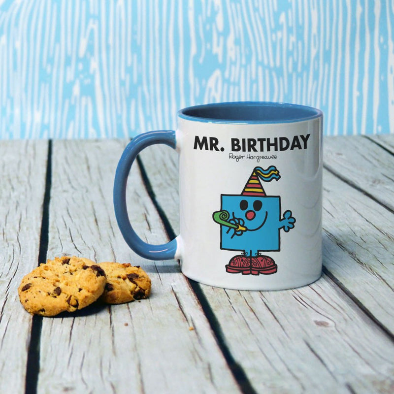 Mr. Birthday Large Porcelain Colour Handle Mug (Lifestyle)