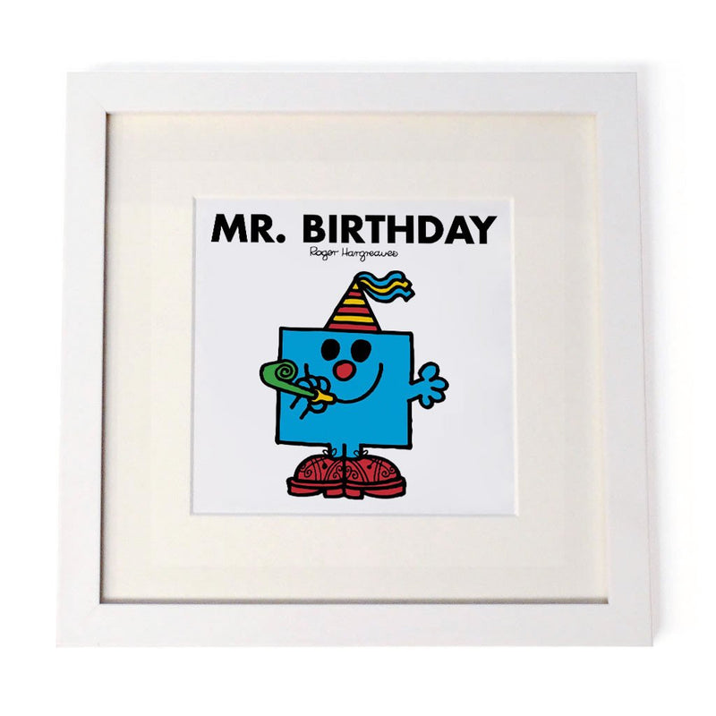 Mr. Birthday White Framed Print