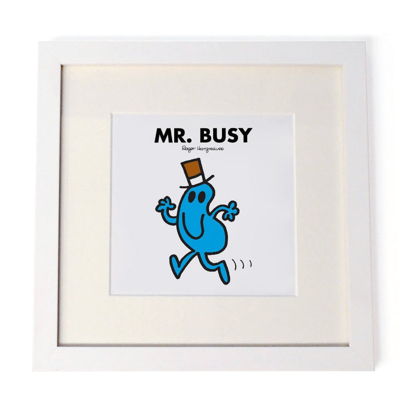 Mr. Busy White Framed Print