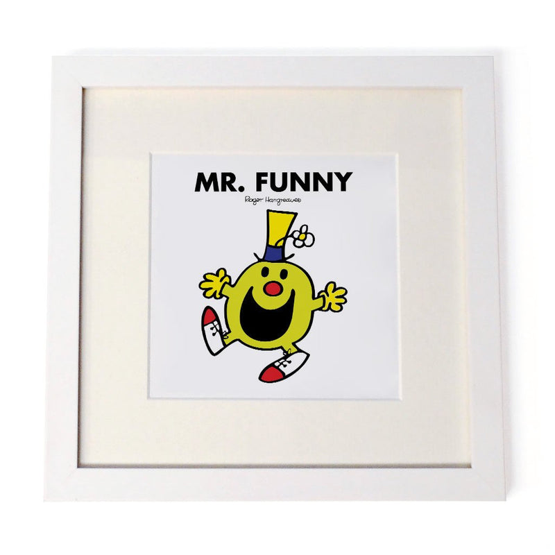 Mr. Funny White Framed Print