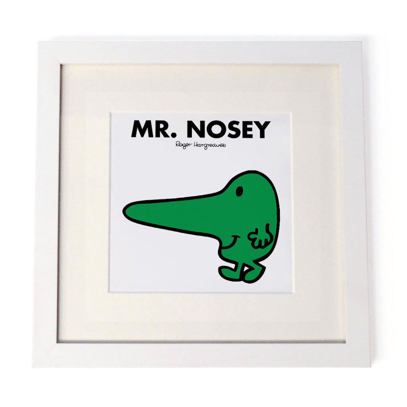 Mr. Nosey White Framed Print
