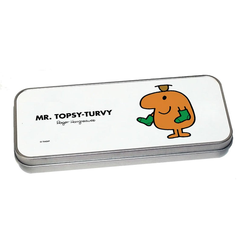 Mr. Topsy-turvy Pencil Case Tin (Silver)