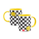 Mr. Happy Checkerboard Porcelain Colour Handle Mug