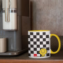 Mr. Happy Checkerboard Porcelain Colour Handle Mug