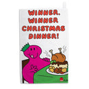 Mr. Greedy Winner Dinner - Mr. Men Christmas Tea Towel in Collaboration with Crisis