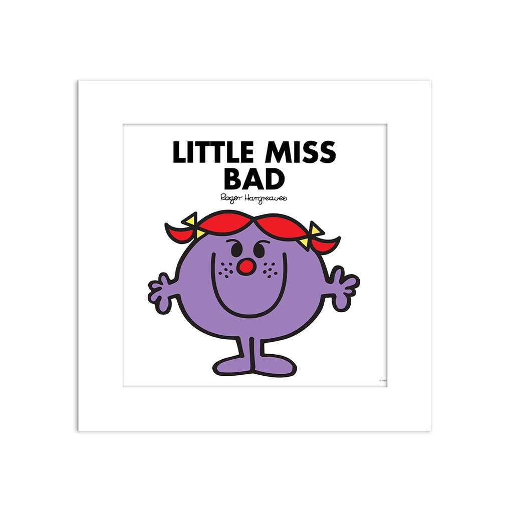 Personalised Little Miss Bad White Art Print