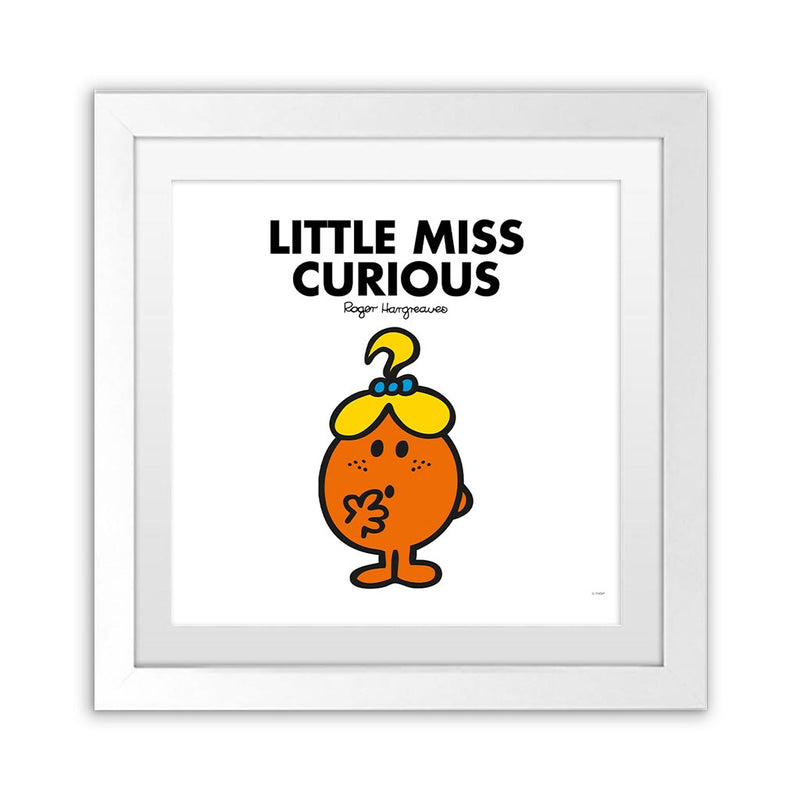 Little Miss Curious White Art Print
