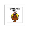 Little Miss Dotty White Art Print