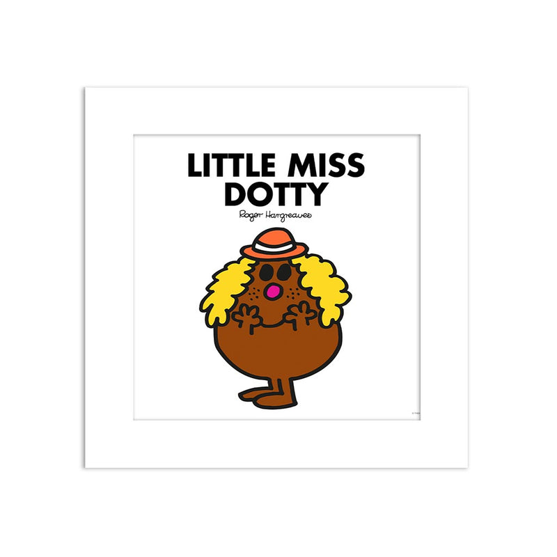 Little Miss Dotty White Art Print