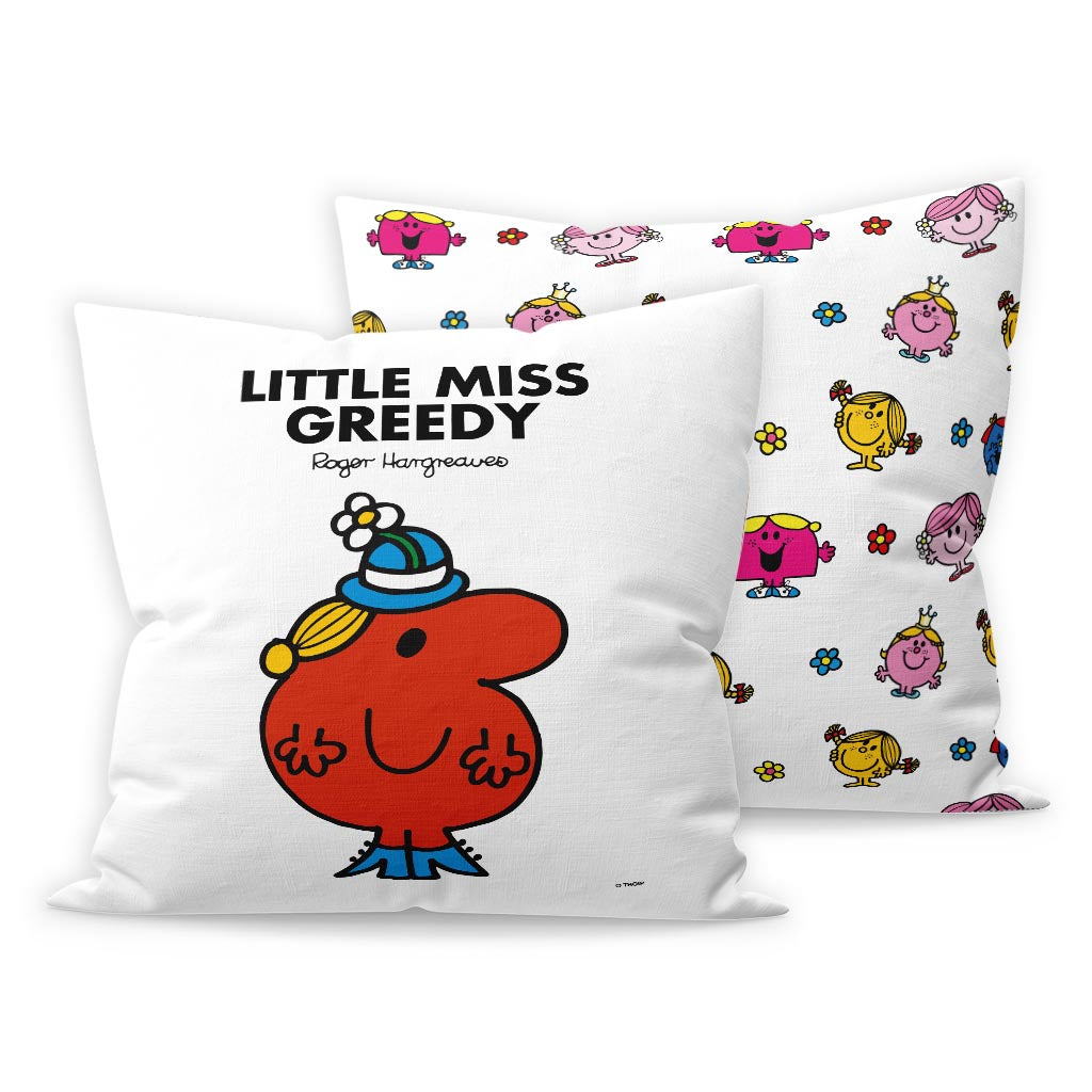 Personalised Little Miss Greedy Micro Fibre Cushion personalised-little-miss-greedy-micro-fibre-cushion