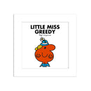 Little Miss Greedy White Art Print