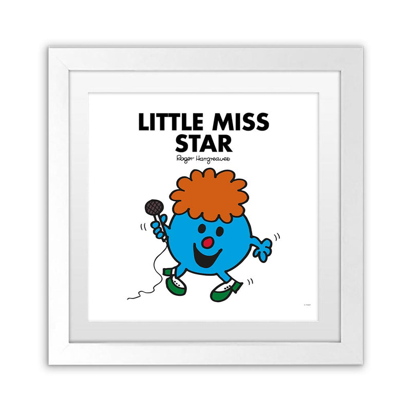 Little Miss Star White Art Print