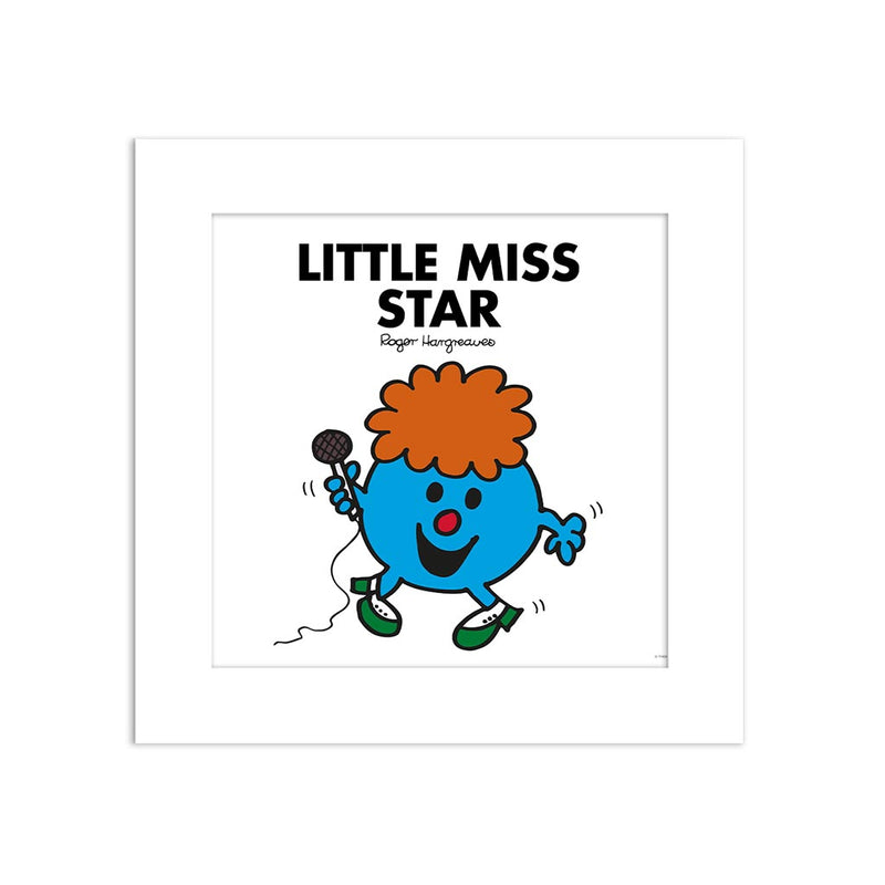 Little Miss Star White Art Print