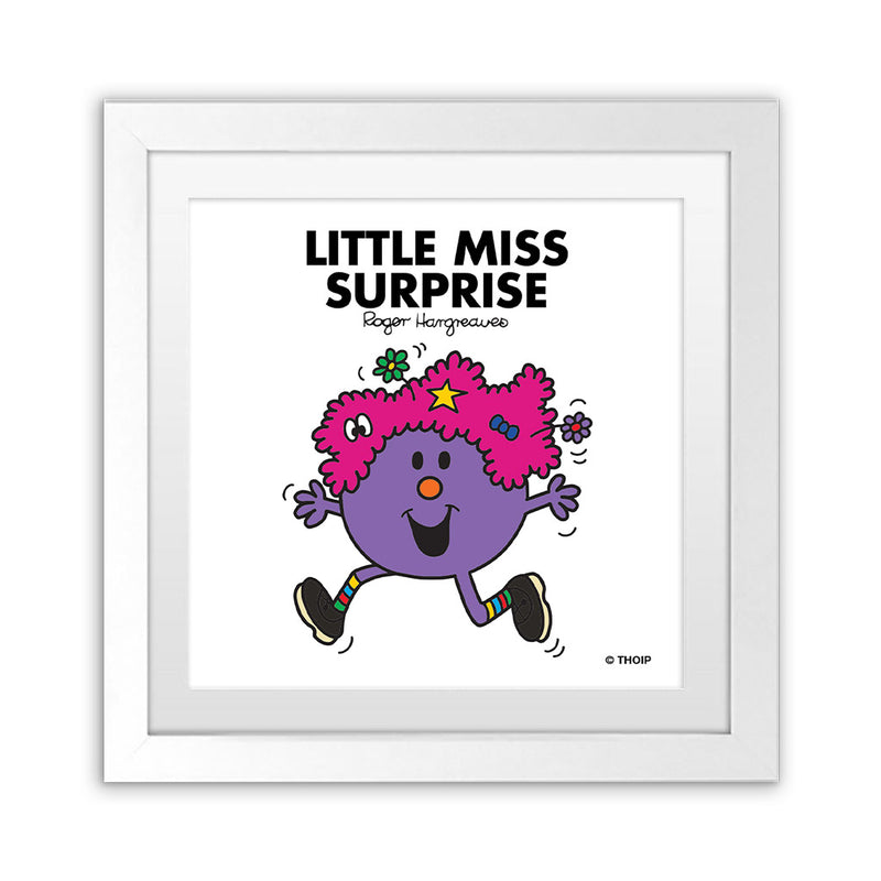 Little Miss Surprise White Art Print