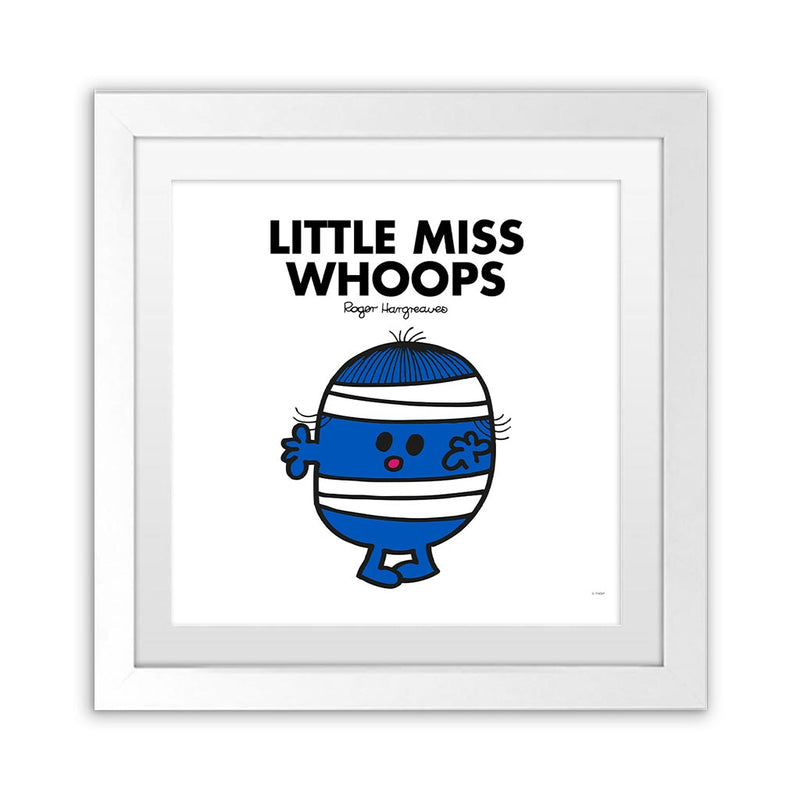 Little Miss Whoops White Art Print