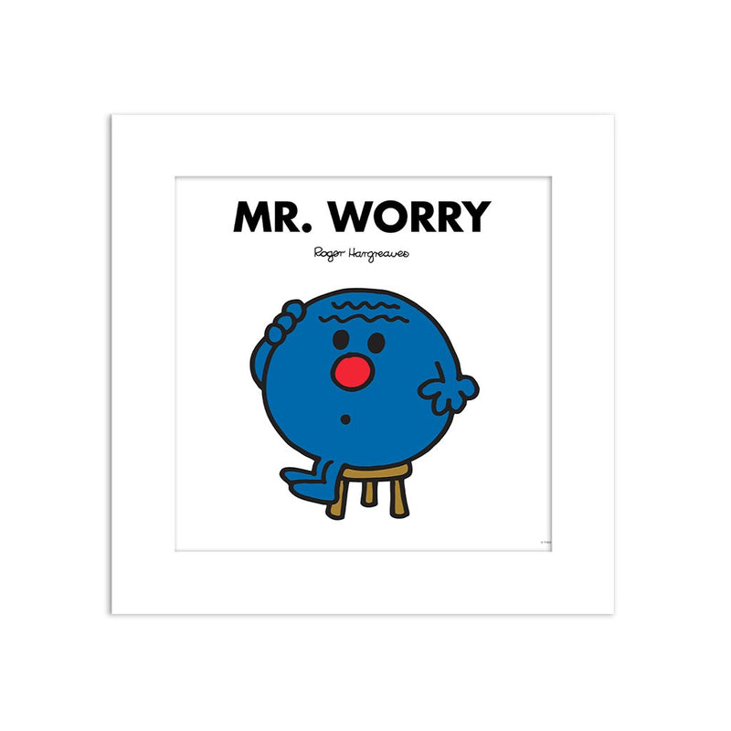 Mr. Worry White Art Print