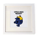 Little Miss Brainy White Framed Print