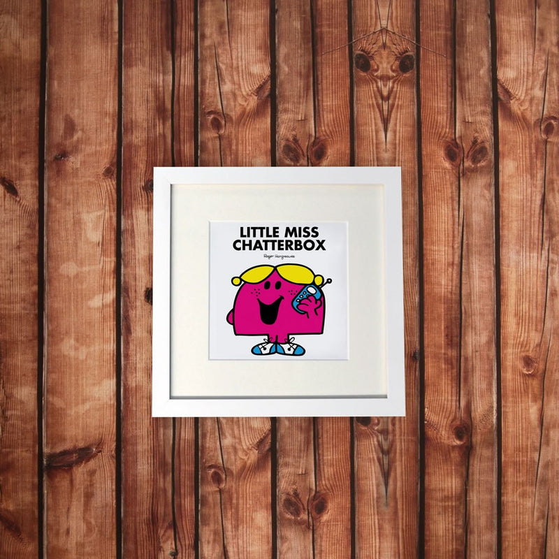 Little Miss Chatterbox White Framed Print (Lifestyle)
