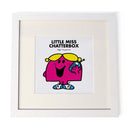 Little Miss Chatterbox White Framed Print