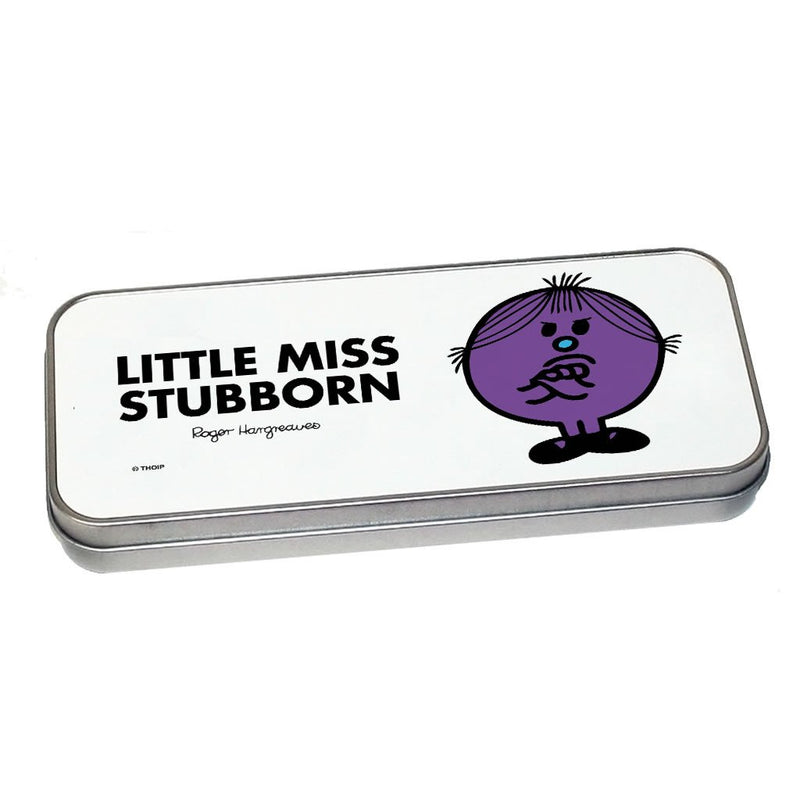Little Miss Stubborn Pencil Case Tin (Silver)