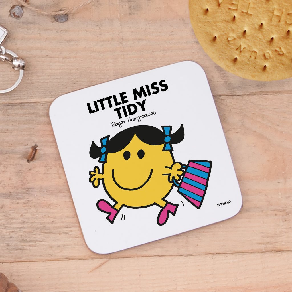 Personalised Little Miss Tidy Cork Coaster