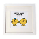 Little Miss Twins White Framed Print