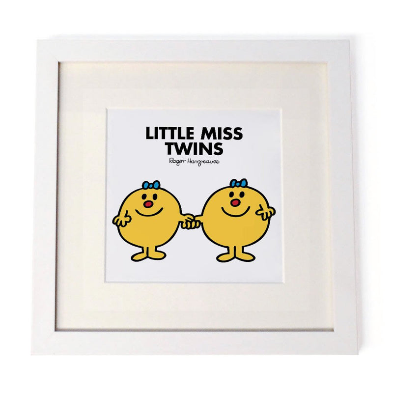 Little Miss Twins White Framed Print
