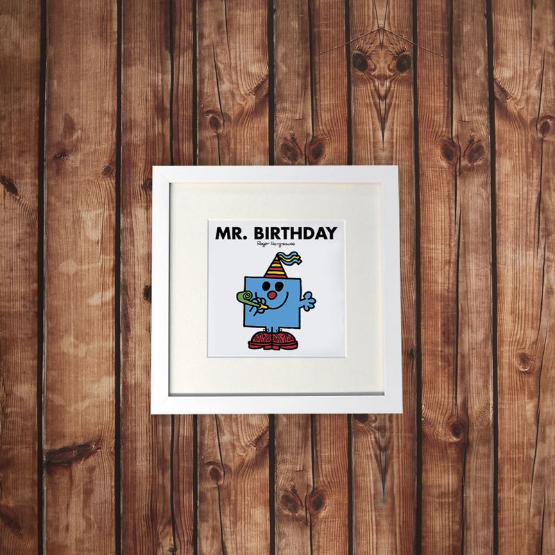 Mr. Birthday White Framed Print (Lifestyle)