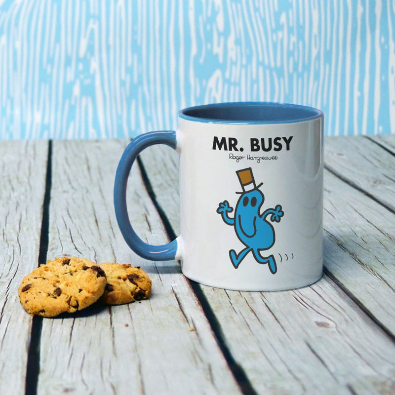 Mr. Busy Large Porcelain Colour Handle Mug (Lifestyle)