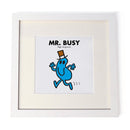 Mr. Busy White Framed Print