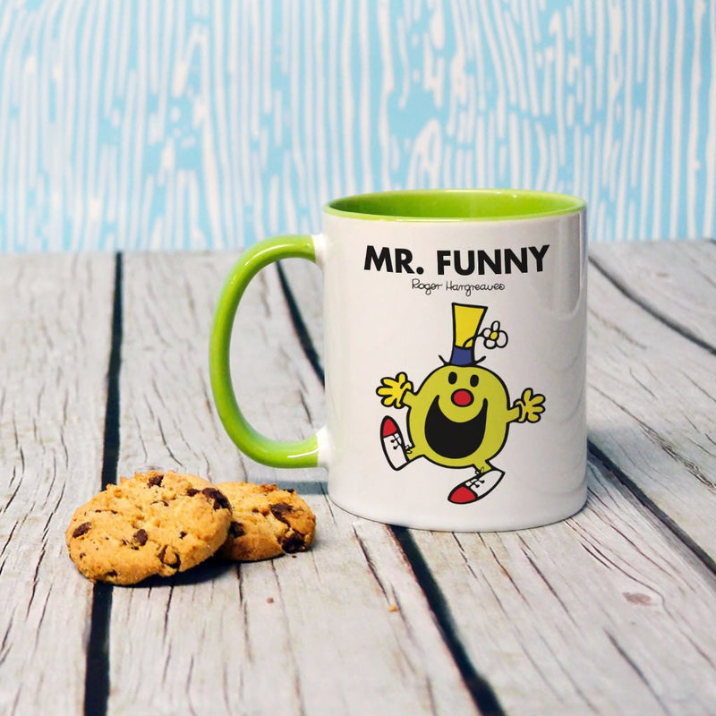 Mr. Funny Large Porcelain Colour Handle Mug (Lifestyle)