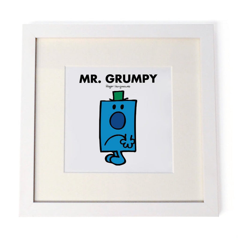 Mr. Grumpy White Framed Print