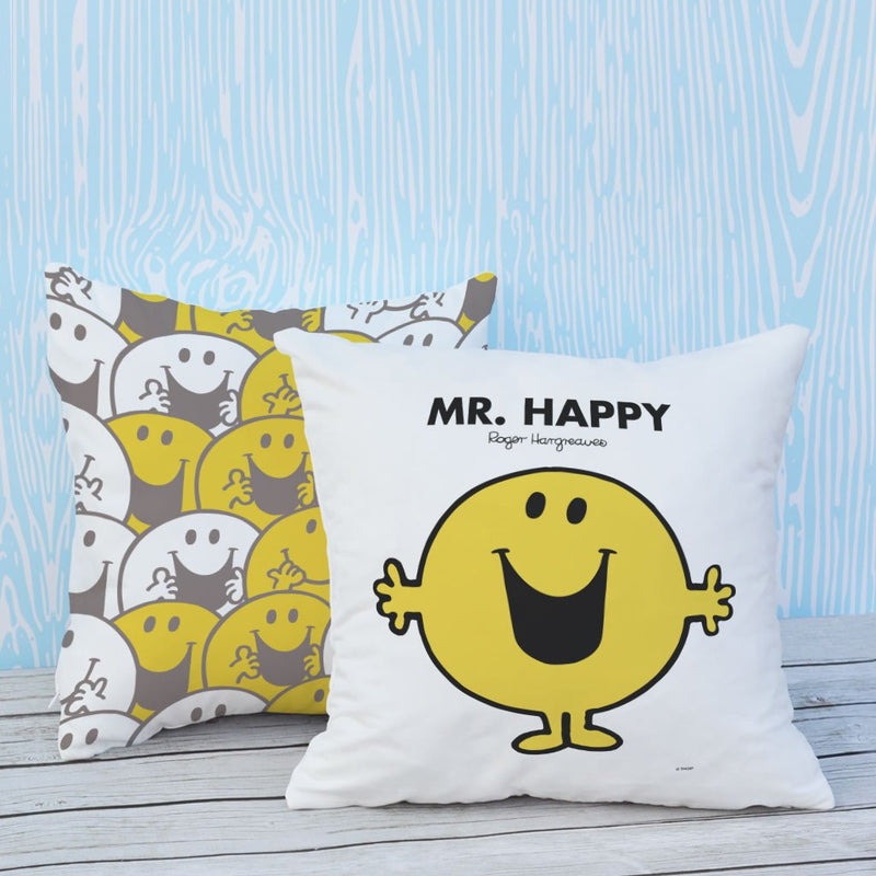 Mr. Happy Micro Fibre Cushion - Official Nostalgic Gift Idea