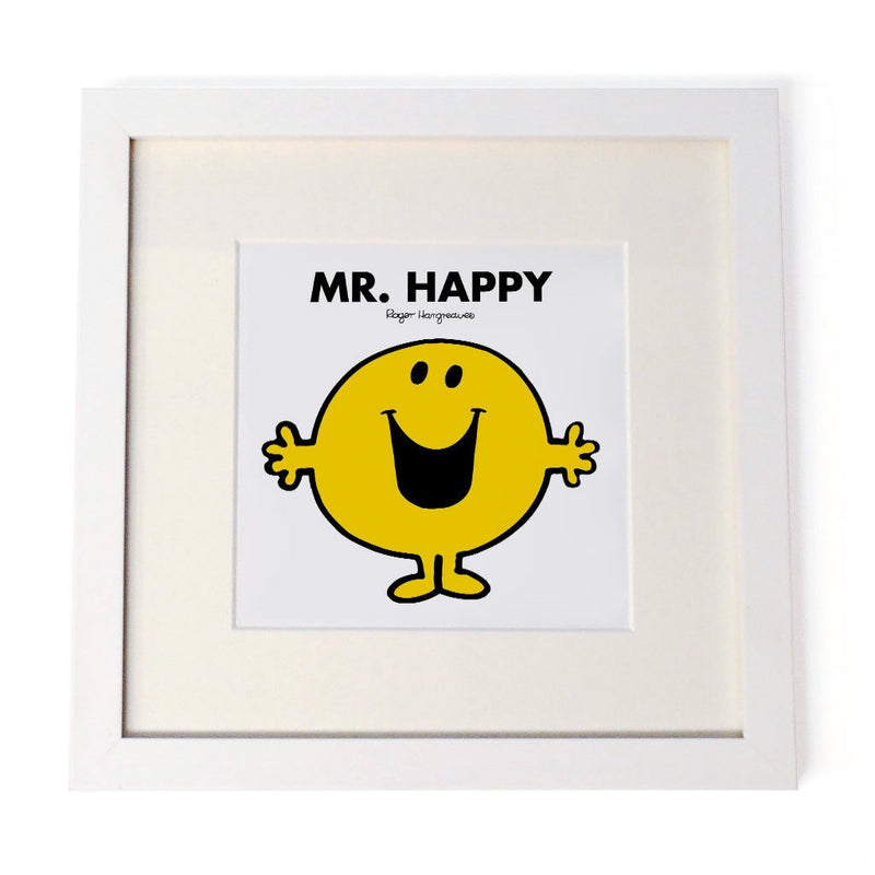 Mr. Happy White Framed Print
