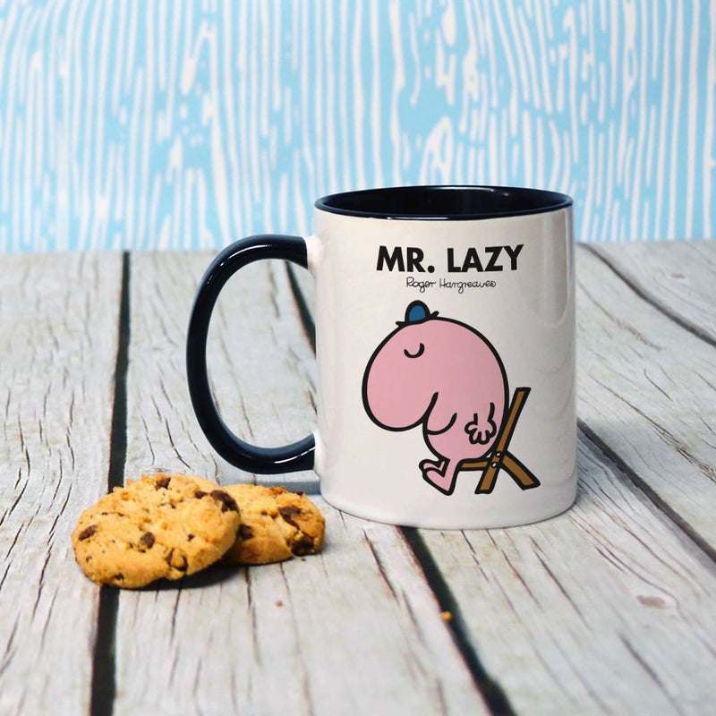 Mr. Lazy Large Porcelain Colour Handle Mug (Lifestyle)