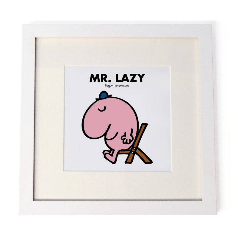 Mr. Lazy White Framed Print