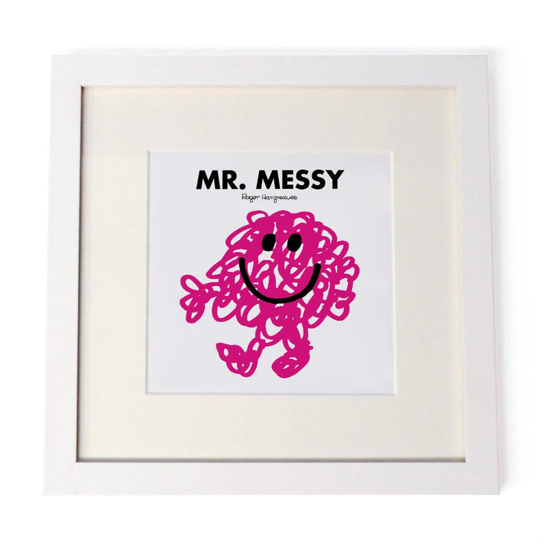 Mr. Messy White Framed Print