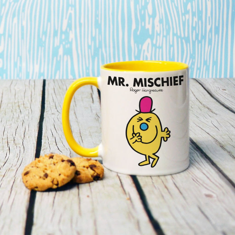Mr. Mischief Large Porcelain Colour Handle Mug (Lifestyle)