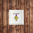 Mr. Mischief White Framed Print (Lifestyle)
