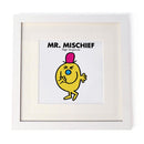 Mr. Mischief White Framed Print