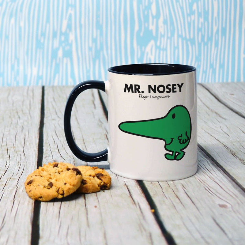 Mr. Nosey Large Porcelain Colour Handle Mug (Lifestyle)