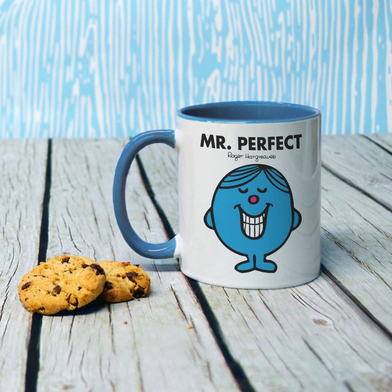 Mr. Perfect Large Porcelain Colour Handle Mug (Lifestyle)