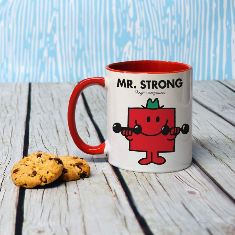Mr. Strong Large Porcelain Colour Handle Mug (Lifestyle)