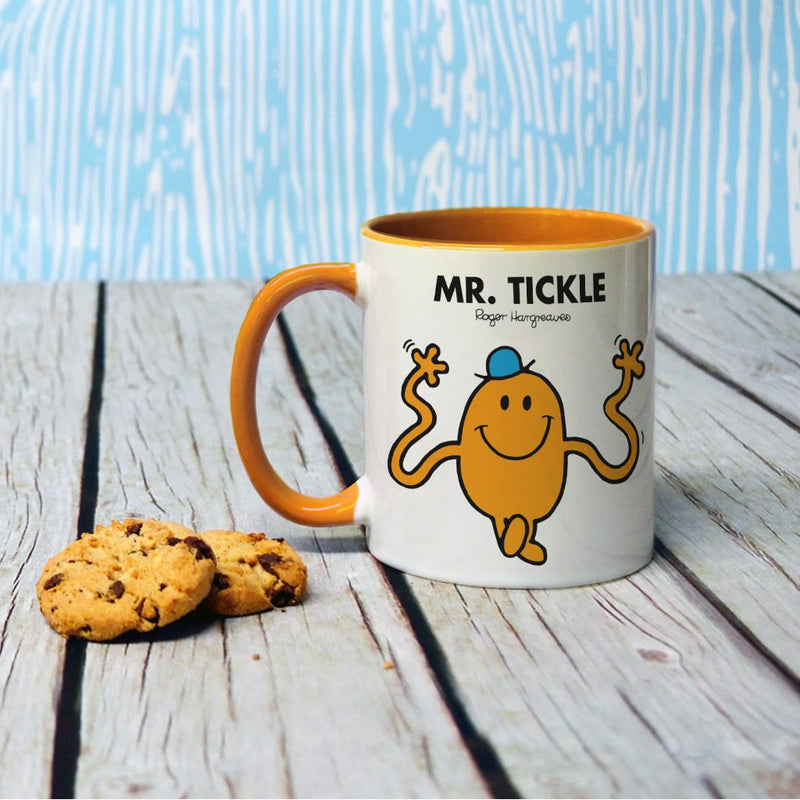 Mr. Tickle Large Porcelain Colour Handle Mug (Lifestyle)