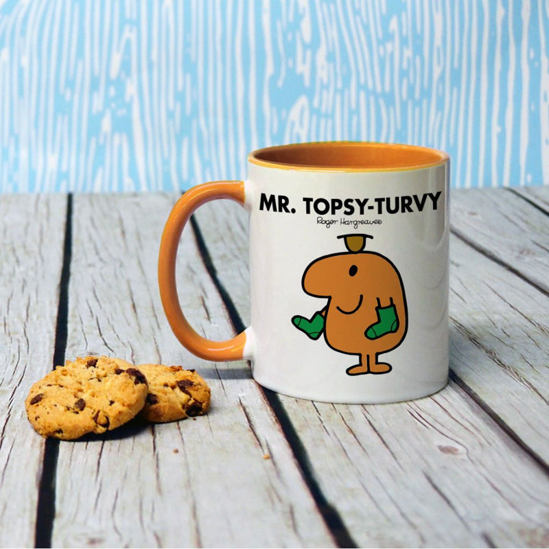 Mr. Topsy-turvy Large Porcelain Colour Handle Mug (Lifestyle)