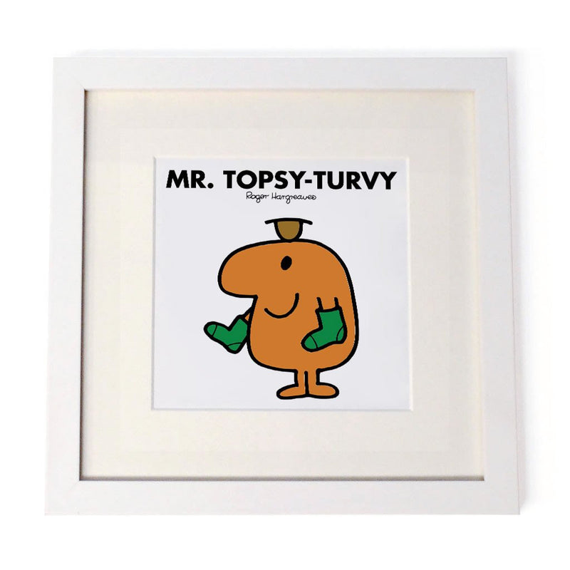 Mr. Topsy-turvy White Framed Print